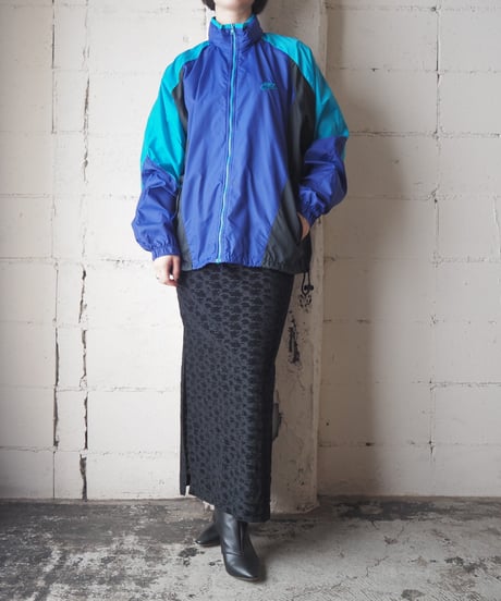 NIKE 1990's Tricolor Stand Collar Nylon Jacket PUR BL BK
