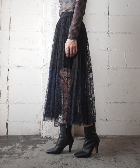 Bicolor Lace Easy Skirt BK NV