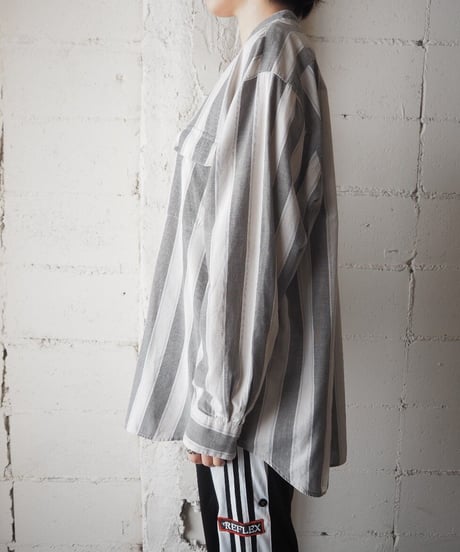 Stripe Band Collar Shirt GRIV