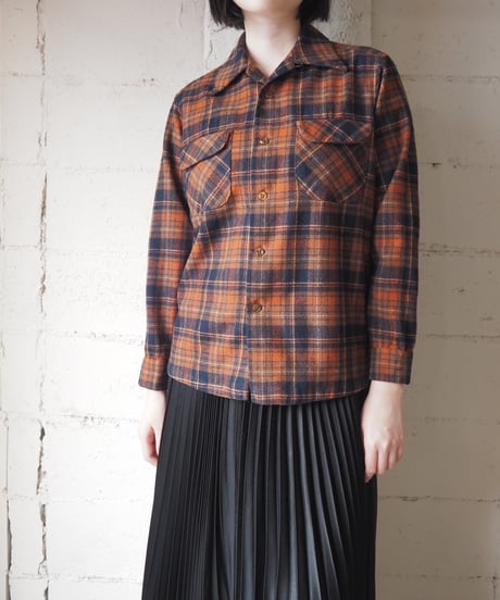 1960-70's Vintage PENDLETON Open Collar Wool Shirt OR