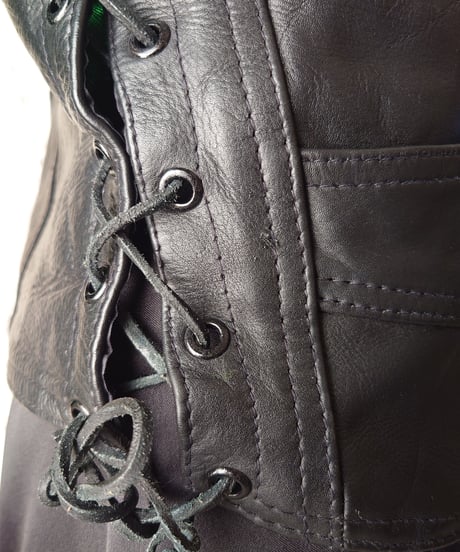 Side Lace Up Leather Vest BK