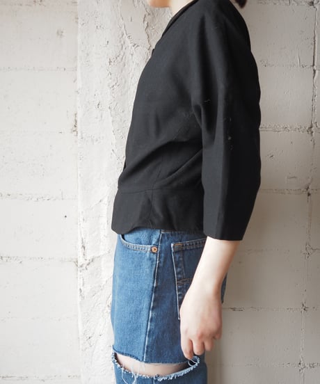 1950's - “Rober Ta Faque ” Dolman Sleeve Peplum Jacket BK