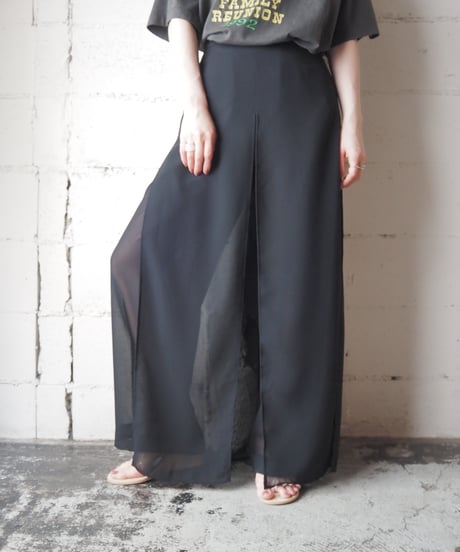 Sheer Layered Design Pants BK