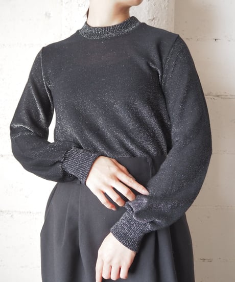 Crew Neck Lame Sweater BKSV