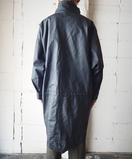 Stand Collar Leather Coat BK