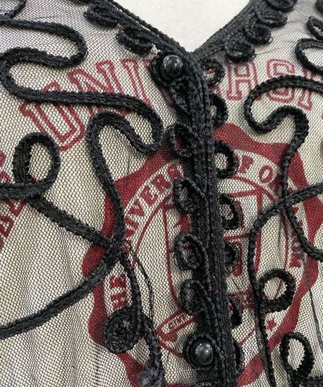 Tape Embroidery Sheer Cardigan BK