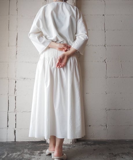 Collarless Waist Gather Dress WH