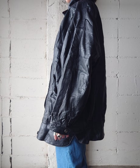 Stand Collar Leather Jacket BK