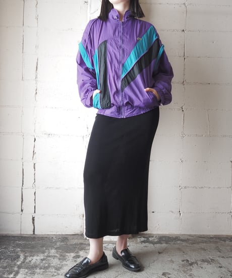 1980's LACOSTE Removable Sleeve Nylon Jacket PURGNBK