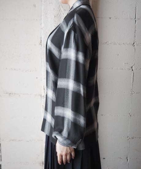 Fly Front Rayon Check Shirt BKGR
