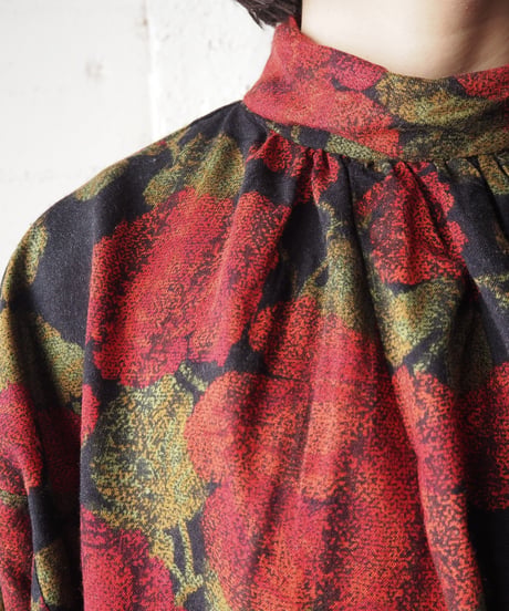 Flower Pattern Neck Design Dress