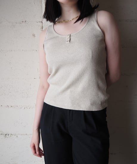 LAUREN Front Button Basic Tank Top BE