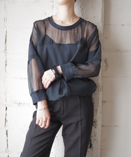 intimissimi Sheer×Cutsewn Tops BK