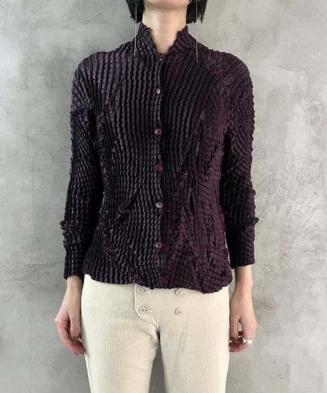Pleated Design Cardigan PUR