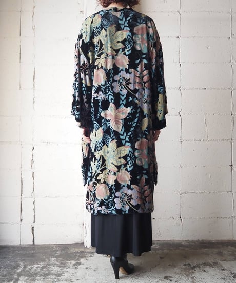 Flower Pattern Velvet Gown BKBL