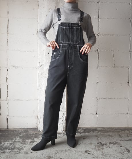White Stitch Piecedyeing Overall BK