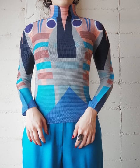 me Issey Miyake Pattern Pleats Tops GRY