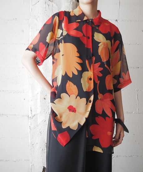 Big Flower Sheer Shirt BKREYE
