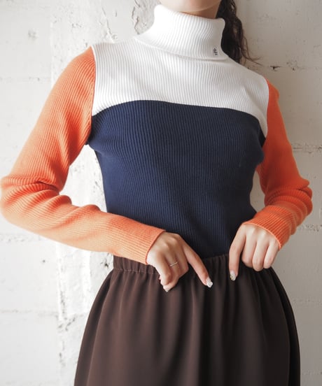 Ralph Lauren Tricolor Turtle Neck Rib Knit ORWHNV
