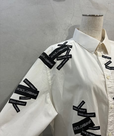 DOLCE &  GABBANA Logo Patch Cotton Shirt WH