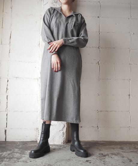 Side Slit Wool Hodie Dress GR