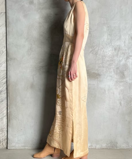 Dragon Embroidery Satin Dress YE