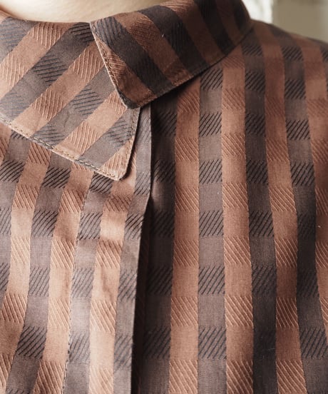 Turnover Collar Stripe Blouse BR