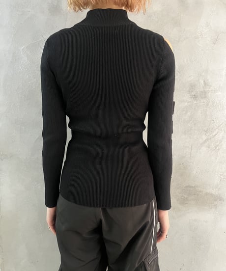Sleeve Design Rib Knit BK