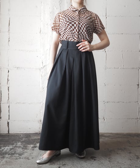 S/S Block Check Sheer Shirt BRWH
