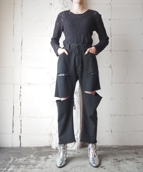 Crew Neck Lace Tops BK