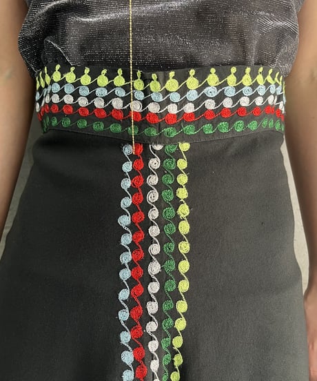 Embroidery A Line Skirt BKGN