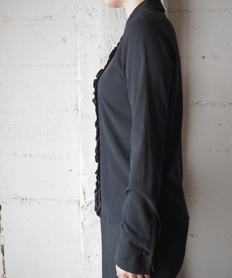RALPH LAUREN Frill Front Silk Shirt BK