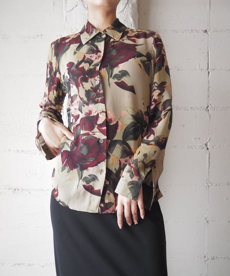 Botanical Pattern Sheer Shirt BEKABUR