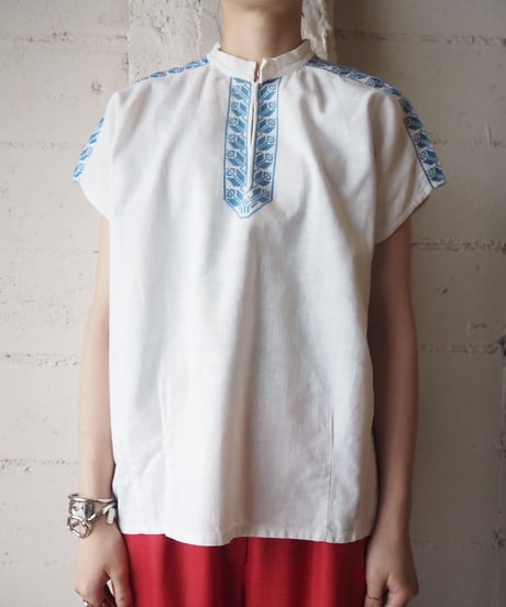 EURO Embroidery Half Sleeve Blouse WHBL