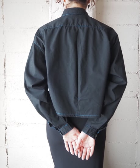 Remake Cropped Shirt Blue Stitch BK