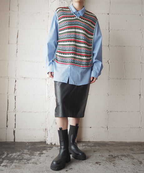 Side Button Pattern Knit Vest LBLRE