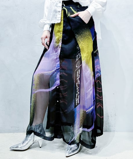 DIESEL Print Sheer Layered Skirt BKPURYE
