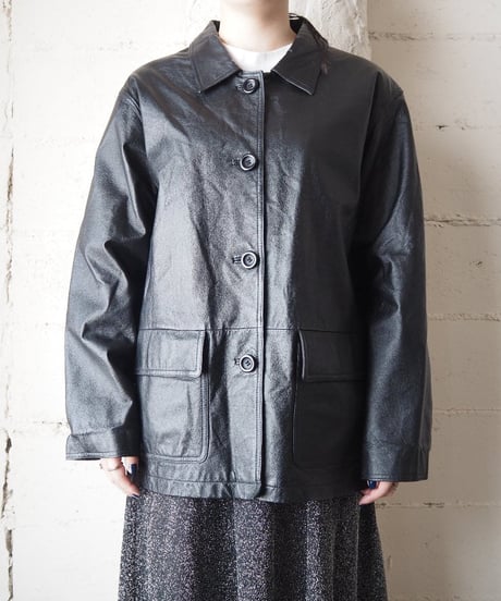 Leather Coverall Jacket  BK