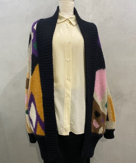 Pattern Big Mohair Cardigan BK BE