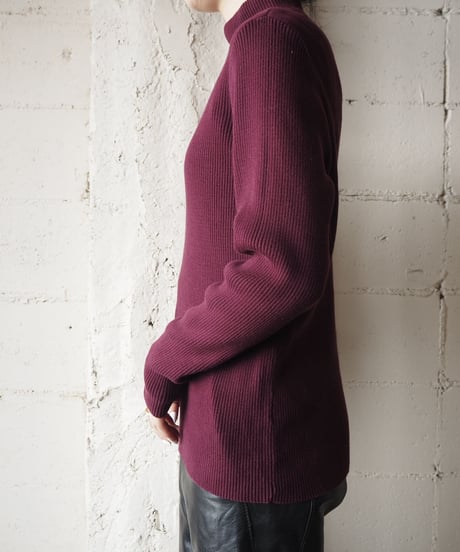 LAUREN Mock Neck Rib knit BUR