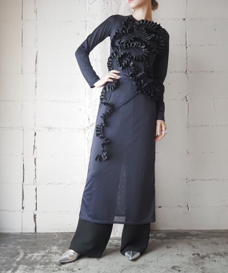 Remake Frilled Mesh Dress NVBK