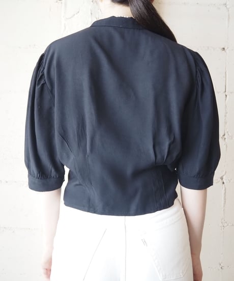 Double Breasted Shawl Collar Blouse BK