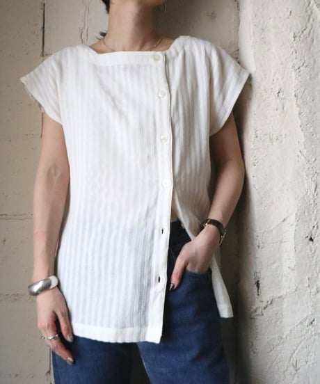Asymmetric Shadow Stripe Blouse IV