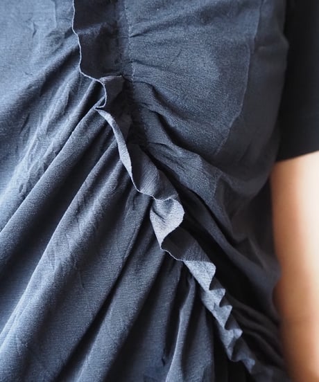 Y's Asymmetric Ruffle Gathered T-Shirt NV