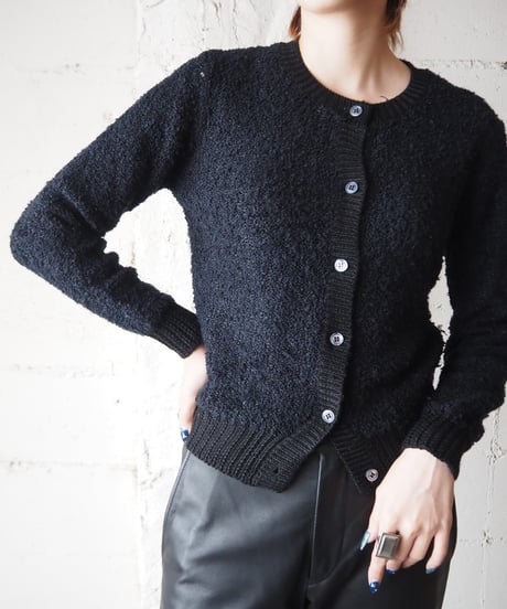 Crew Neck Knit Cardigan BK