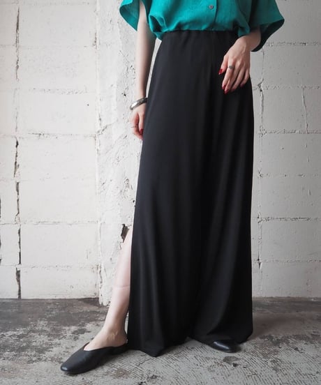 Long Side Slit Easy Pants BK
