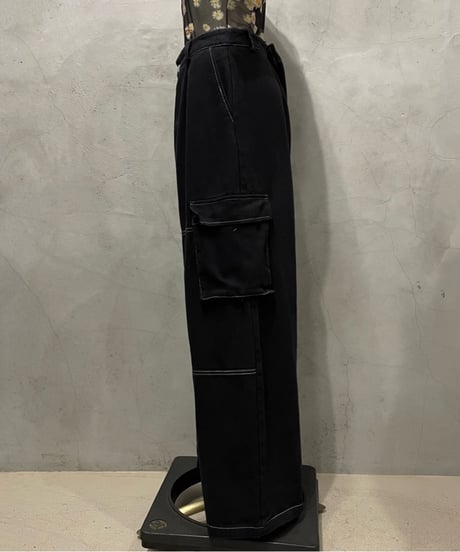 White Stitch Wide Denim Cargopants BKWH