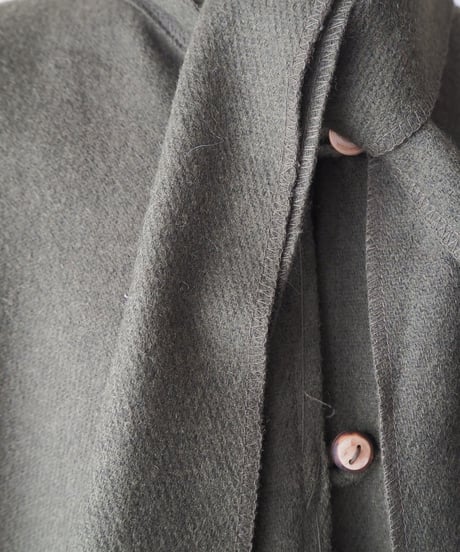 Fringe Hem Scarf Collar Cape Coat KA