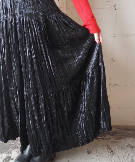 Velour Tiered Skirt BK