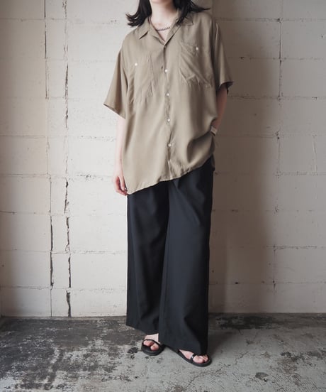 BARRY BRICKEN Open Collar Short Sleeve Silk Shirt BE